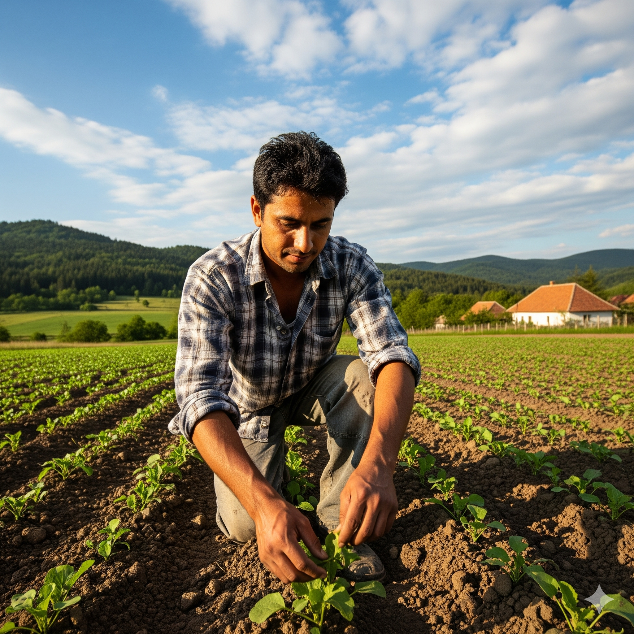 Farm workers in Romania